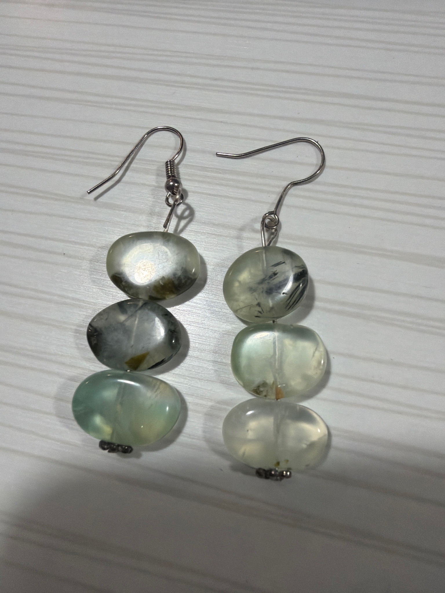 Submitted photo of Beaded drop earrings with natural stone chips