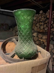 Emerald Green Diamond-Cut Glass Vase