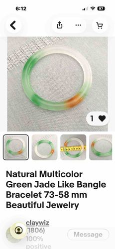 Tricolor Jadeite-Style Bangle Bracelet