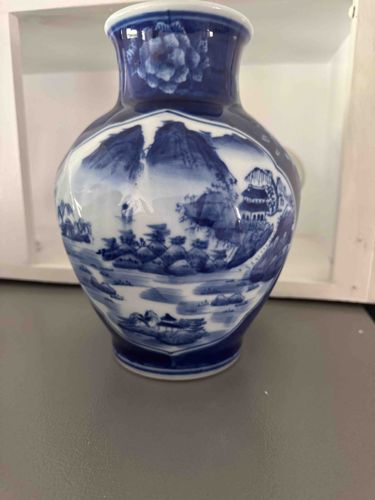 Blue and White Porcelain Scenic Vase