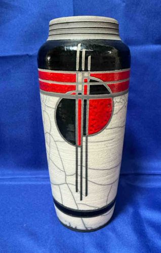 Art Deco Geometric Crackle Glaze Vase
