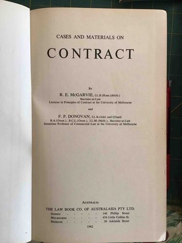 Cases and Materials on Contract by McGarvie and Donovan (1962)