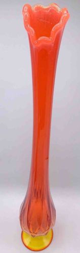 Vintage L.E. Smith Amberina Cadmium Glass 30" Swing Stretch Vase