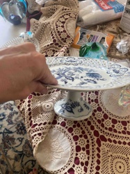 Blue Onion Pattern Ceramic Pedestal Cake Stand