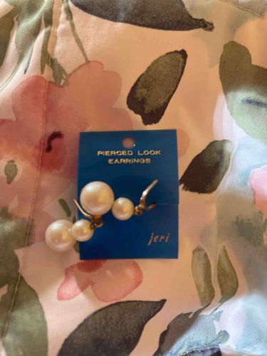 Jeri Pierced Look Faux Pearl Earrings
