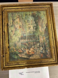 Outdoor Cafe Scene Art Print in Ornate Gilt Frame