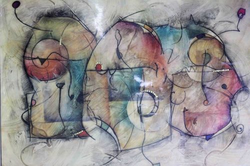 Untitled Mid-Century Modern Inspired Abstract Mixed Media Painting