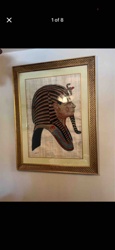 Framed Papyrus Painting of Tutankhamun's Mask