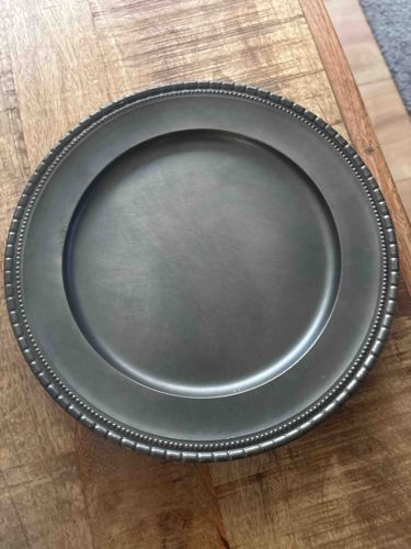 Pewter Charger Plate with Beaded & Reeded Edge