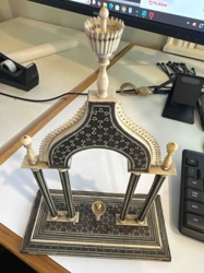 Ottoman-style Inlaid Ivory and Ebony Archway Ornament / Document Holder