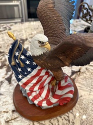 Bald Eagle and American Flag Figurine