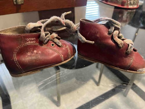 Vintage Red Leather Baby Shoes