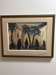 Impressionistic Palm Tree Scene Painting