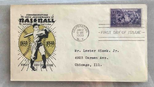 1939 Baseball Centenary First Day Cover