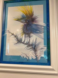 Framed Abstract Bird Art Print with Spiky Features