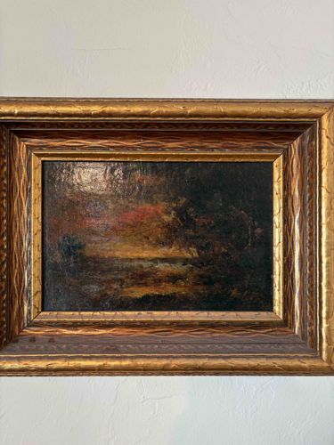 Framed Romantic Landscape Painting
