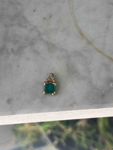 Emerald and Diamond Yellow Gold Pendant