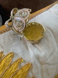 Butterfly/Bow Enamel and Rhinestone Trinket Box