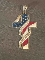 Patriotic 'God Bless America' Cross Pendant