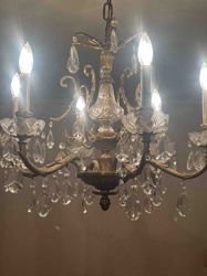 Vintage Brass and Crystal Chandelier