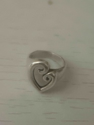 Silver-Toned Heart Swirl Ring