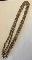 Vintage Multi-Strand Chain Necklace with Textured Clasp