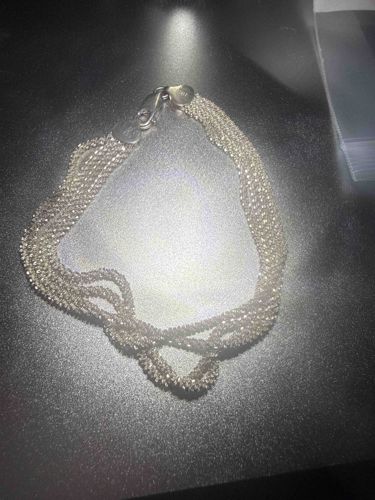 Multi-strand Sterling Silver Liquid Silver or Popcorn Link Necklace