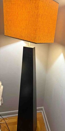 Modern Black Obelisk Floor Lamp with Orange Shade
