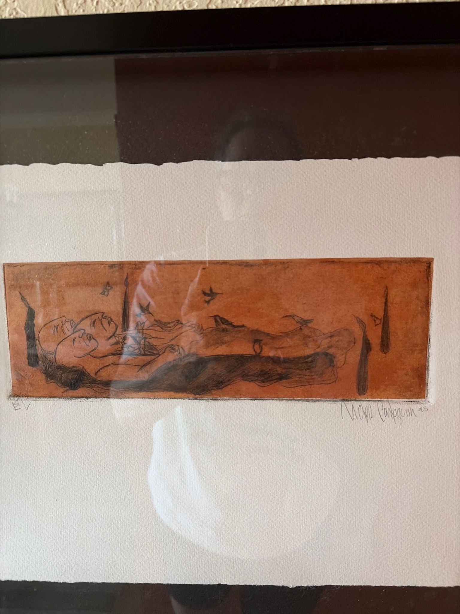 Submitted photo of Etching on paper, signed 'Marc Castelli' 93