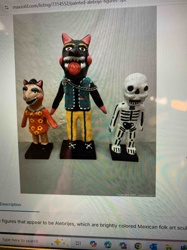 Set of Three Mexican Folk Art Figures (Alebrije-style and Skeleton)