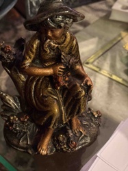 Italian Bronze Figurine of a Seated Woman with Grapes