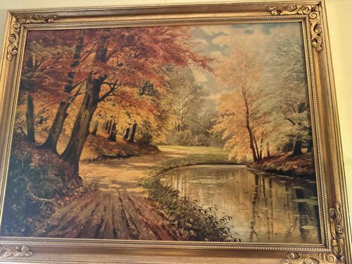 Autumn Landscape Painting in Ornate Gilt Frame