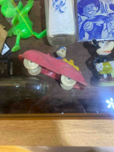 Vintage Sun Rubber Co. Donald Duck in a Red Convertible Toy Car