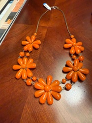 Orange Floral Bead Statement Necklace