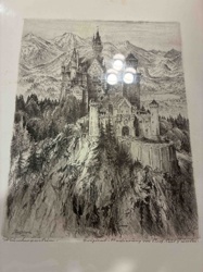 Neuschwanstein Castle Etching by Prof. Karl Thylmann