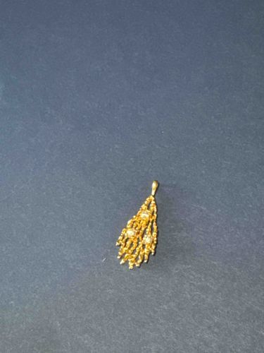 Gold-Toned Tassel Pendant with Clear Stones