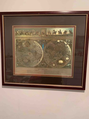 Framed Antique Style World Map Print 'Nova Totius Terrarum Orbis Tabula'