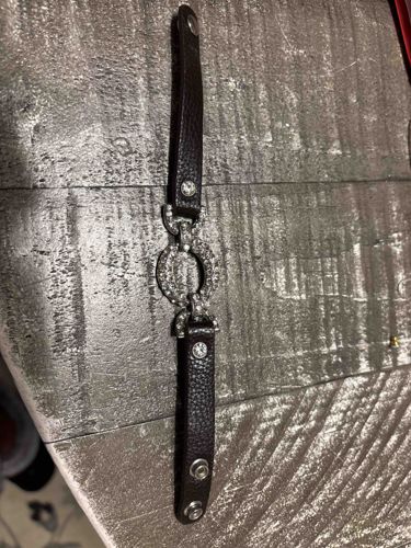 Faux Leather and Rhinestone Snap Bracelet