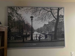 Amsterdam Canal Scene Canvas Art Print