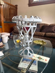 Distressed White Painted Metal Lantern/Votive Holder