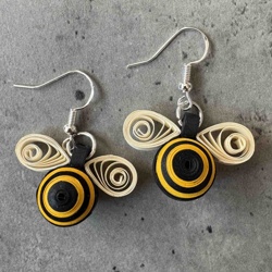 Quilled Bumblebee Dangle Earrings