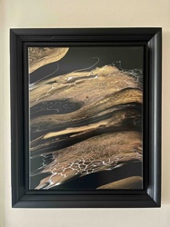 Abstract Gold & Black Acrylic Pour Painting