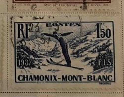 1937 Chamonix-Mont-Blanc Ski Jumping Postage Stamp