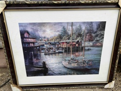 Framed Seascape / Harbor Art Print