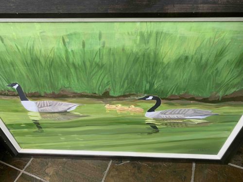 Canada Geese and Goslings Oil Painting by Allan A. Simpson (2013)