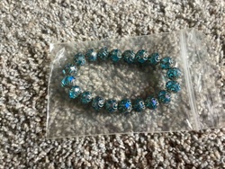 Teal Filigree Beaded Stretch Bracelet