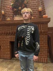 Black Long-Sleeve Rib Cage Skeleton T-Shirt