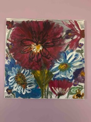Hand-Painted Floral Still Life on Canvas