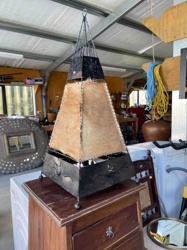 Pyramidal Hanging Lantern with Hair-on-Hide Panels