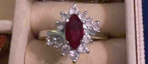 Marquise Cut Ruby and Diamond Cluster Cocktail Ring